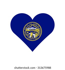 Nebraska flag heart . Love to country and state. Vector illustration EPS8