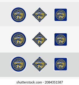 Nebraska flag icons set, vector flag of Nebraska. Three versions of icon.