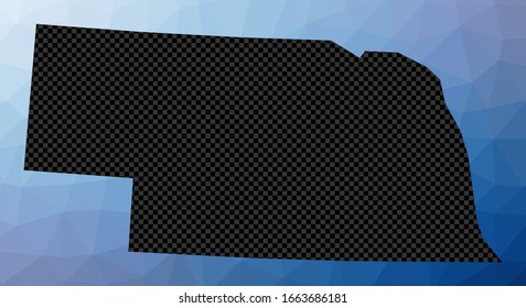 Nebraska geometric map. Stencil shape of Nebraska in low poly style. Captivating US state vector illustration.