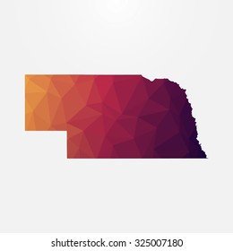 Nebraska in geometric polygonal style.Abstract tessellation,modern design background. Vector illustration EPS10