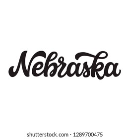 Nebraska. Hand drawn US state name isolated on white background. Modern calligraphy for posters, cards, t shirts, souvenirs, stickers. Vector lettering typography