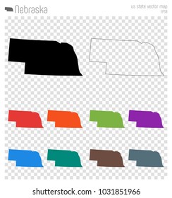 Nebraska high detailed map. Isolated black US state outline. Vector illustration.