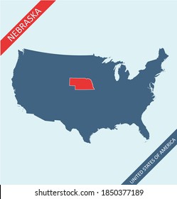 Nebraska highlighted on USA map
