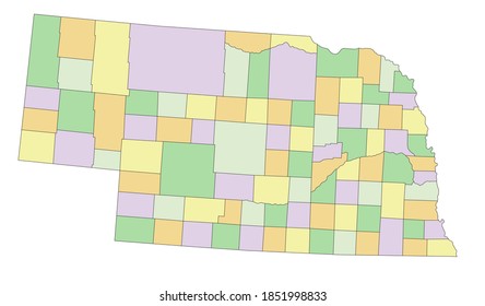 Nebraska - Highly detailed editable political map.