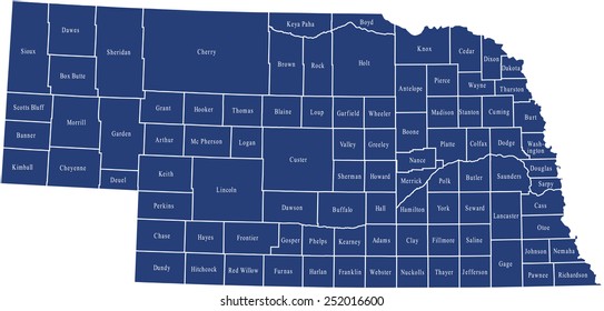 Nebraska Map Stock Vector (Royalty Free) 252016600 | Shutterstock