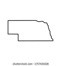 Nebraska. Map black outline state USA. Vector Illustration.