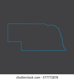 Nebraska Map Blue Outline Stroke Line Style