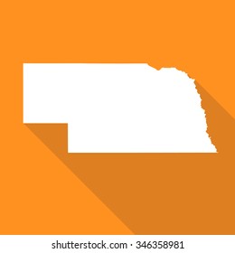 Nebraska map flat simple style with long shadow.