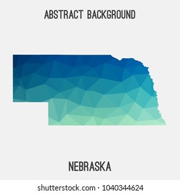 Nebraska map in geometric polygonal,mosaic style.Abstract tessellation,modern design background,low poly. Geometric cover, mockup. Vector illustration.