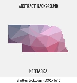 Nebraska map in geometric polygonal,mosaic style.Abstract tessellation,modern design background,low poly. Vector illustration.