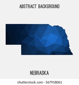 Nebraska map in geometric polygonal,mosaic style.Abstract tessellation,modern design background. Vector illustration