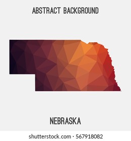 Nebraska map in geometric polygonal,mosaic style.Abstract tessellation,modern design background. Vector illustration