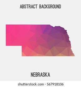 Nebraska map in geometric polygonal,mosaic style.Abstract tessellation,modern design background. Vector illustration