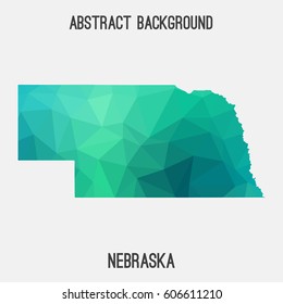 Nebraska map in geometric polygonal,mosaic style.Abstract tessellation,modern design background,low poly. Vector illustration.