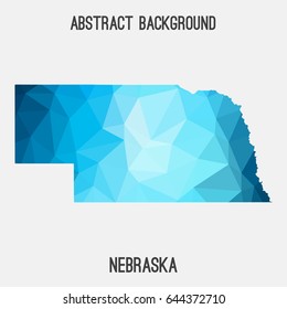 Nebraska map in geometric polygonal,mosaic style.Abstract tessellation,modern design background,low poly. Vector illustration.