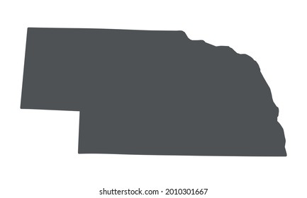 Mapa de Nebraska en gris sobre fondo blanco