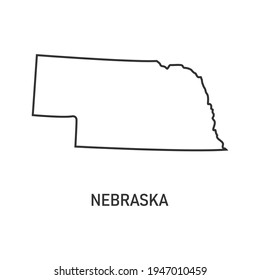 Nebraska map icon isolated on white background. Vector illustration.