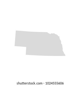 Nebraska map isolated on white background silhouette. Nebraska USA state.