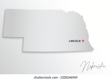 Nebraska map isolated on white background, 3d rendering 