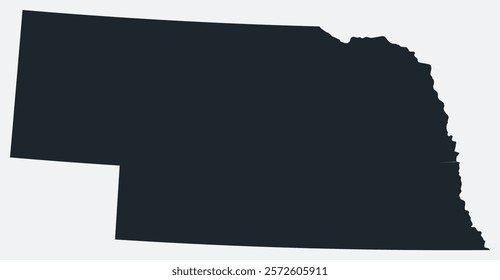 Nebraska map. Just a simple border map. Shape of the state. Flat blank Nebraska outline. Vector boundary illustration.
