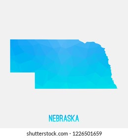 Nebraska map low poly geometric polygonal,mosaic style,abstract tessellation,modern design background. Geometric cover, mockup. Vector illustration EPS10.