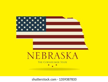 Nebraska map with nickname The Cornhusker State, Vector EPS 10.