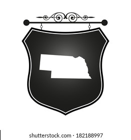 Nebraska map on heraldic sign