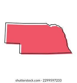 Nebraska map shape, united states of america. Flat concept icon symbol vector illustration .