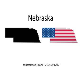 Nebraska Karte Silhouette und Symbolvektorgrafik 