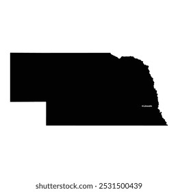 Mapa de Nebraska silhueta vetor Ilustração.