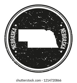 Nebraska Map Symbol Round Design Stamp Travel and Business