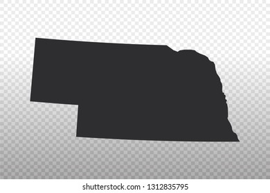 Nebraska Map - USA, United States of America map, World Map International vector template isolated on transparent background - Vector illustration eps 10