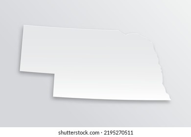 Nebraska Map - USA, United States of America Map vector template with 3D, paper style including shadow and white color on grey background for design, infographic - Vector illustration eps 10