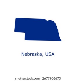 Nebraska map. Nebraska USA map vector. Nebraska Navy map on white background