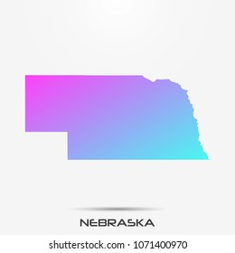 Nebraska State Bordermap Stock Vector Royalty Free 332653796   Nebraska Mapborder Pink Turquoise Gradient 260nw 1071400970 