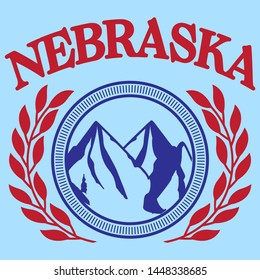 NEBRASKA MOUNTAINS SLOGAN PRINT VECTOR