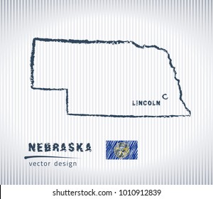 Nebraska national vector drawing map on white background