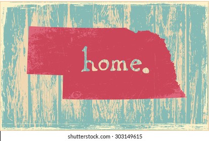 Nebraska nostalgic rustic vintage state vector sign