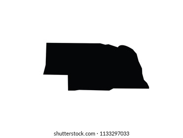 Nebraska outline map black USA state borders black vector illustration