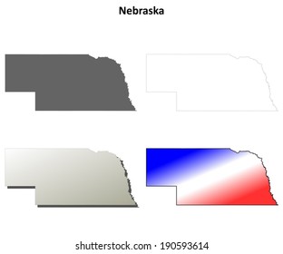 Nebraska outline map set - vector version