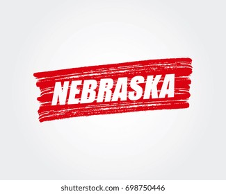 Nebraska. pen marker. red brush paint