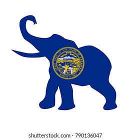 Nebraska Republican Elephant Flag Over White Stock Vector (Royalty Free ...