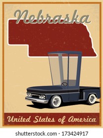 Nebraska road trip vintage poster
