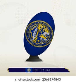 Nebraska Rugby Ball on Rugby Kicking Tees with Modern Design. Illustration perfect for sports, national pride, and rugby-related projects.