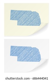 Nebraska scribble map on a white background.