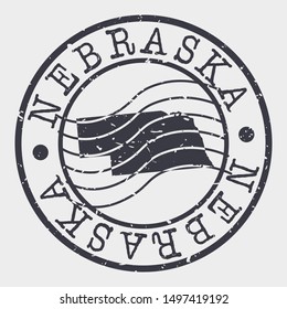 Nebraska Stamp Postal. Map Silhouette Seal. Passport Round Design. Vector Icon. Design Retro Travel.