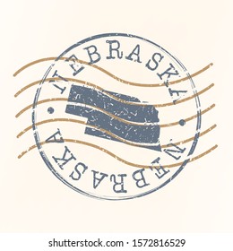 Nebraska Stamp Postal. Map Silhouette Seal. Passport Round Design. Vector Icon. Design Retro Travel.