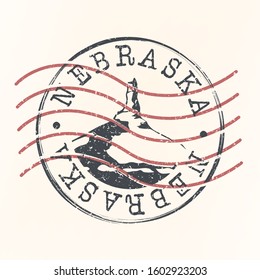Nebraska Stamp Postal. Silhouette Seal. Passport Round Design. Vector Icon. Design Retro Travel. National Symbol.