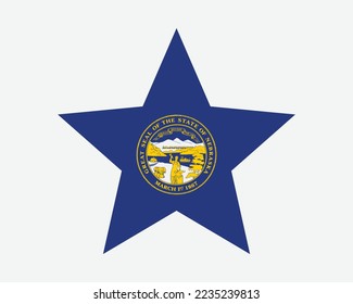 Nebraska Star Flag. NE USA Five Point Star Shape State Flag. Nebraskan US Banner Icon Symbol Vector Flat Artwork Graphic Illustration
