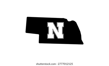 Nebraska state , black isolated vector silhouette